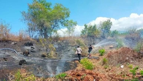 Penanganan kebakaran di Kecamatan Kubu yang disebut menjadi wilayah paling rawan mengalami kebakaran lahan di Kabupaten Karangasem, Bali.