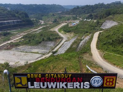 Foto Udara Proyek Bendungan Leuwikeris Ciamis, Selesai 92 Persen