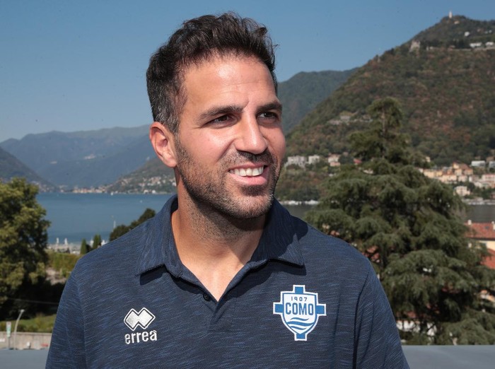 COMO, ITALY - AUGUST 01: New Como 1907 signing Cesc Fabregas poses at Hilton Lake Como on August 01, 2022 in Como, Italy. (Photo by Emilio Andreoli/Getty Images)