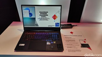 Selanjutnya ada laptop gaming Omen by HP yang tentunya mengusung spesifikasi gahar. Foto: Virgina Maulita Putri/detikINET