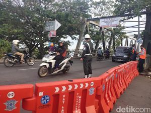 Rekayasa Lalin Jembatan Barombong, Kendaraan Terpantau Lancar di Pagi Hari