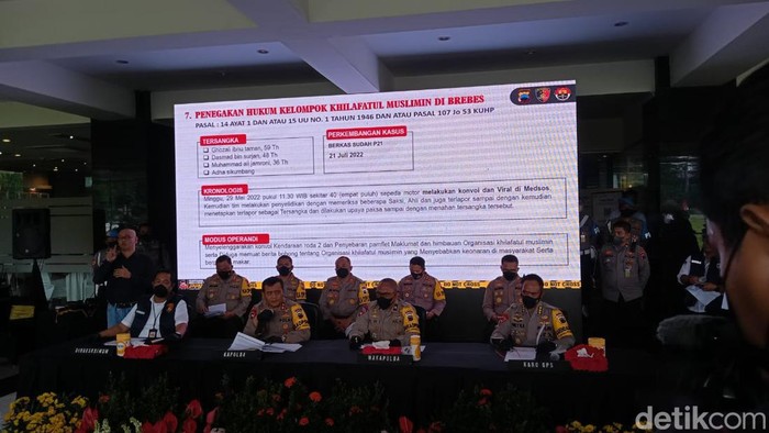 Polda Jateng jumpa pers update kasus Khilafatul Muslimin, Selasa (2/8/2022).