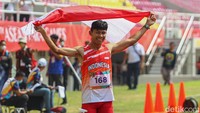 Peraih mendali perunggu saat gelaran Paralimpiade Tokyo itu, mencatatkan waktu 23,090 detik. (Foto: Pius Erlangga/detikJateng)