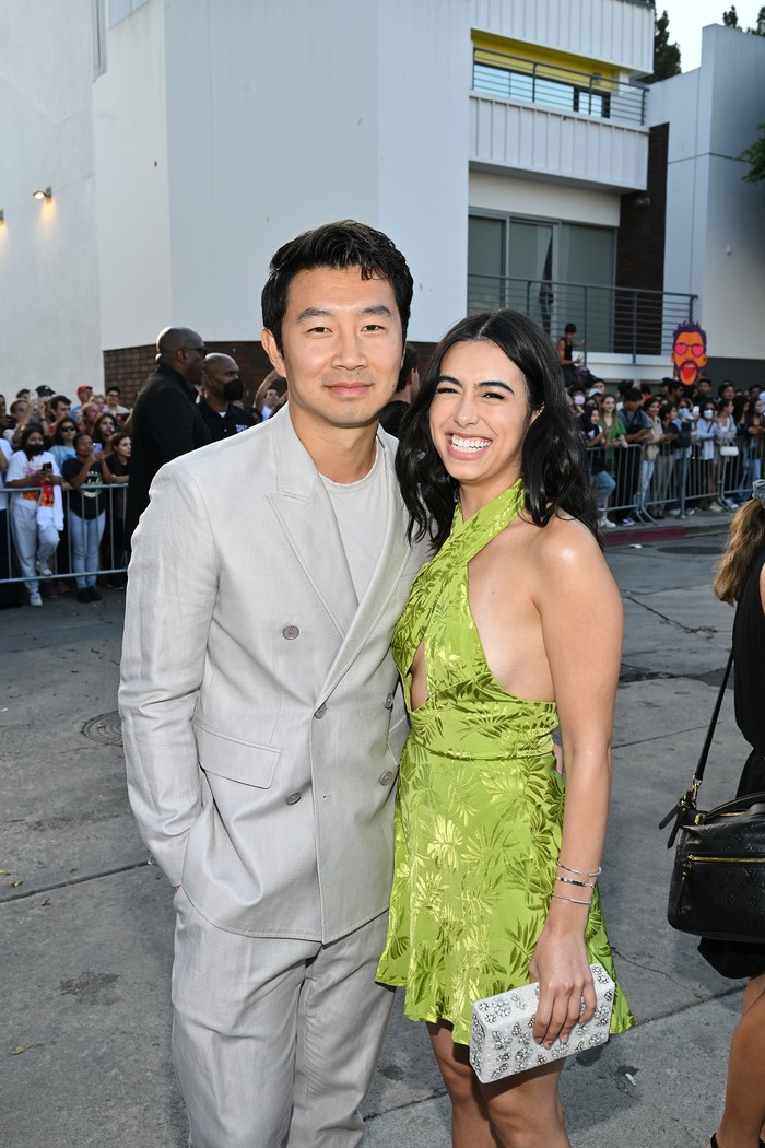 Simu Liu and Jade Bender arrive at the Los Angeles premiere of 