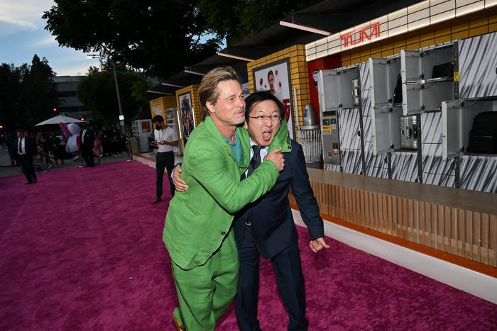 1242257034 Brad Pitt and Masi Oka arrives at the Los Angeles premiere of