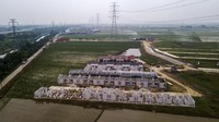 Foto udara pembangunan rumah di Tambun Utara, Kabupaten Bekasi, Jawa Barat, Rabu (3/8/2022).