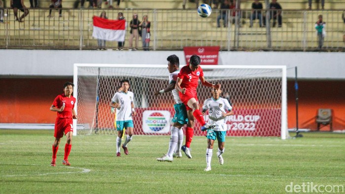 Momen Indonesia bantai Singapura 9-0 di Piala AFF U-16 di Stadion Maguwoharjo, Sleman, Rabu (3/8/2022).
