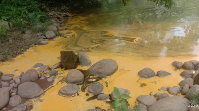 Kondisi Sungai Bintunan yang dicemari minyak mentah (Foto: Istimewa)