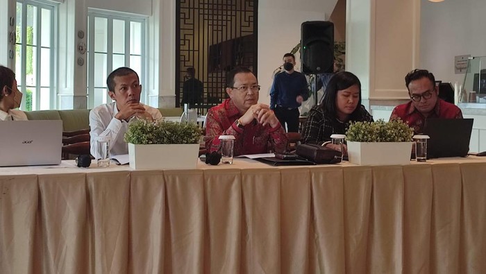 Konferensi pers pengacara istri Irjen Ferdy Sambo. (Rizky/detikcom)