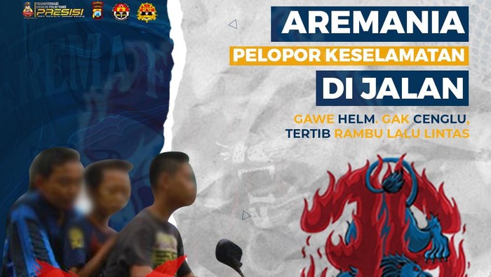 Poster kampanye keselamatan berlalu lintas Aremania