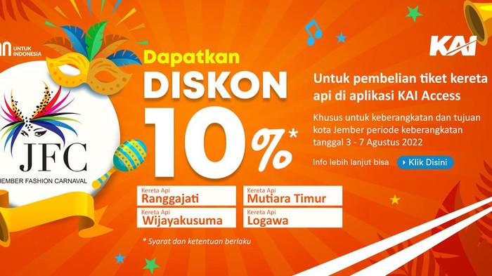 Jember Fashion Carnaval (JFC) 2022 akan digelar pada 6-7 Agustus. Parade busana tersebut bisa disaksikan secara langsung di Alun-alun Jember.