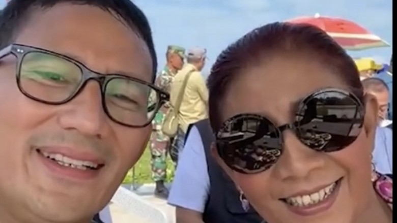 Sandiaga Uno dan Susi Pudjiastuti Sandiaga Uno dan Susi Pudjiastuti saat bertemu di Pangandaran