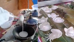 Kreatif! Chef Ini Bikin Kue Apem Bentuk Unik Langsung di Atas Wajan