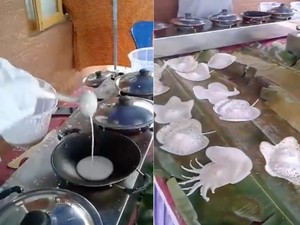Kreatif! Chef Ini Bikin Kue Apem Bentuk Unik Langsung di Atas Wajan