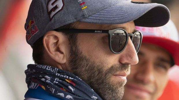 NORTHAMPTON, ENGLAND - AUGUST 04: Johann Zarco of France and Pramac Racing looks on  during the pre-event 