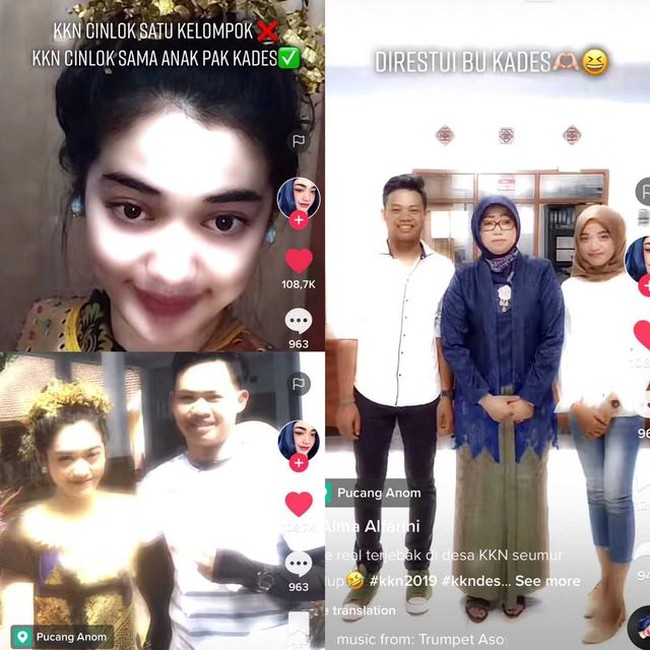 Dalam video yang berdurasi 18 detik itu terlihat hubungan cinta lokasi Alma dengan anak Kepala Desa berujung di pelaminan. Ia juga membagikan momen saat proses akad nikah. Wolipop sudah mewawancarai Alma Alfarini yang cinlok dengan anak Kepala Desa saat KKN. Alma mengisahkan bagaimana dia bisa cinlok dengan pria yang kini jadi suaminya ketika sedang KKN. Foto: Dok. TikTok @almaalfarinny.