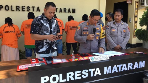 Para tersangka kasus narkotika jenis sabu dibekuk di Mapolresta Mataram, Jumat (5/8/2022).