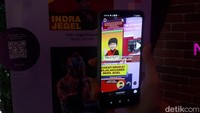 Efek AR yang disajikan menunjukkan salah satunya video stand up comedy Indra Jegel dengan balutan desain latar yang unik seperti mini biografi darinya. Foto: Shafira Cendra Arini/detikcom