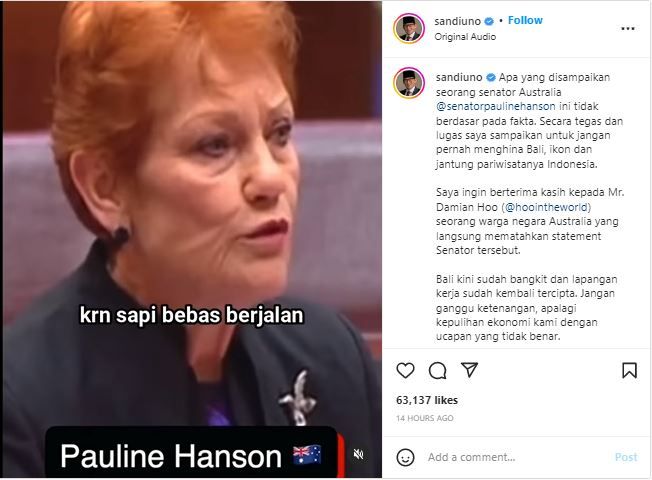 instagram Sandiaga Uno