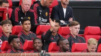 Manchester United manager Erik ten Hag (top right) and Cristiano Ronaldo (centre) before the Premier League match at Old Trafford, Manchester. Picture date: Sunday August 7, 2022. (Photo by Ian Hodgson/PA Images via Getty Images)