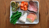 Sangat berbeda dengan Korea Selatan, di Prancis menu makan siangnya adalah Greek yogurt. Semakin enak dengan campuran apel, asparagus, wortel, dan daging. Kira-kira kamu suka ga? Foto: madeformums.com
