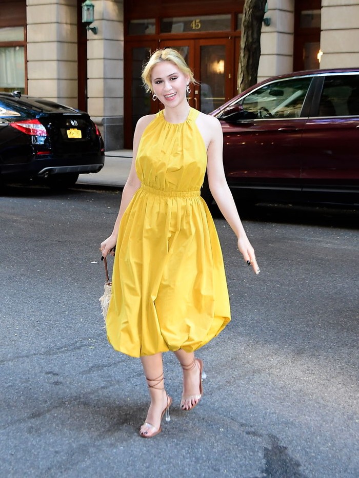 NEW YORK, NY - AUGUST 03:  Maria Bakalova is seen outside ABC Studio on August 3, 2022 in New York City.  (Photo by Raymond Hall/GC Images)
