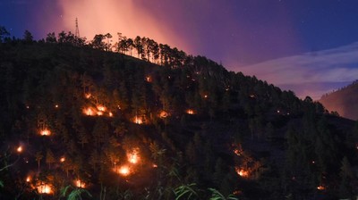 Begini Titik Api yang Membakar Lahan di Samosir, Merahnya Membara