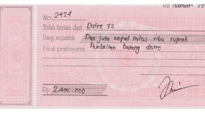 Ilustrasi contoh kwitansi.
