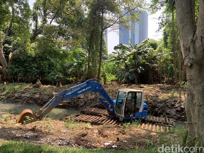 Kondisi Kali Angke yang menanti turap antibanjir di kawasan Kembangan Utara, RT7/RW1, Jakarta Barat, 8 Agustus 2022. (Mulia Budi/detikcom)