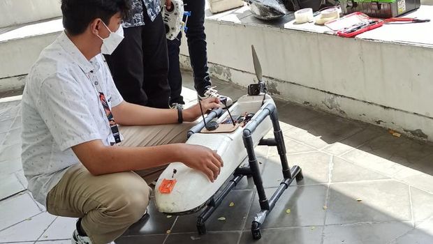 Pesawat UAV atau pesawat tanpa awak yang dibuat oleh mahasiswa UMY, Senin (8/8/2022).