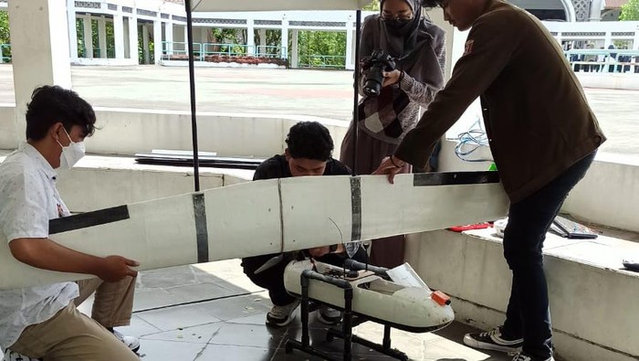 Pesawat UAV atau pesawat tanpa awak yang dibuat oleh mahasiswa UMY, Senin (8/8/2022).