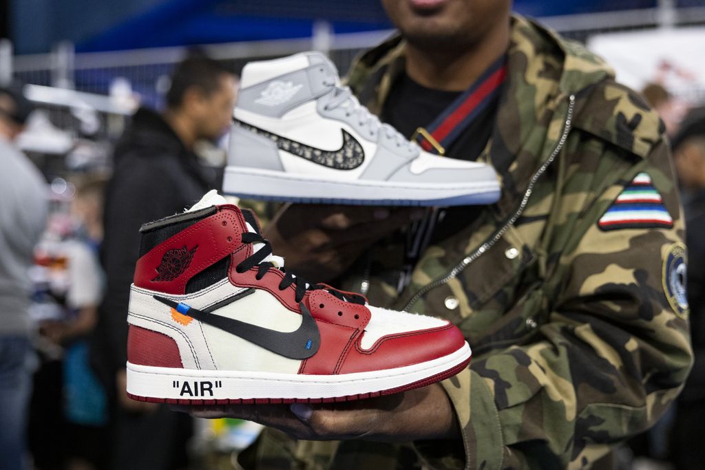 PERTH, AUSTRALIA - June 04: A pair of Nike Air Jordan 1's are seen during SNEAKERLAND 2.0 at RAC Arena on June 4, 2022 in Perth, Australia. SNEAKERLAND is Australia's largest sneaker convention, with 10,000 guests expected to attend over the day. (Photo by Matt Jelonek/Getty Images)