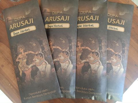Tampilan dupa herbal Dupa Arusaji yang diproduksi oleh Rumah Berdaya Denpasar.