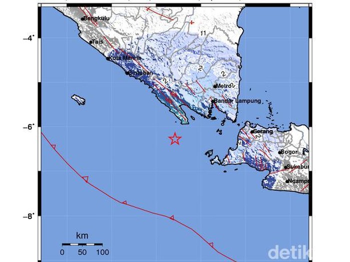 Gempa M 5,0 guncang Tenggamus, Lampung.