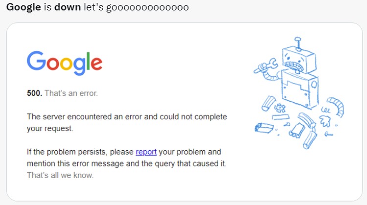 Meme Google Down Agustus 2022