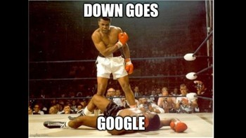 Meme Google KO ditinju Muhammad Ali. Foto: (Twitter)