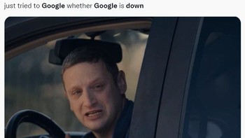 Google down, perasaan kamu jadi takut nggak seperti meme ini? Foto: (Twitter)