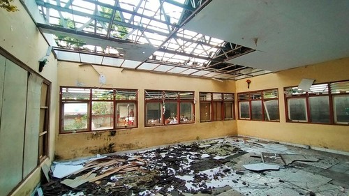 Ruang kelas SDN 4 Melaya, Jembrana, Bali yang rusak parah, Selasa (9/8/2022)