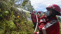 Petugas Pemadam Kebakaran tak ketinggalan. Mereka datang dan langsung memadamkan api dengan air.