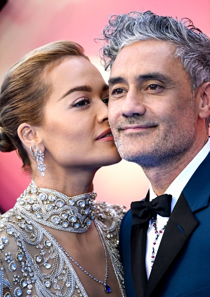 LONDON, ENGLAND - JULY 05:  Rita Ora and Taika Waititi attend the UK Gala Screening of Marvel Studios' Thor: Love and Thunder at Odeon Luxe Leicester Square on July 05, 2022 in London, England. (Photo by Gareth Cattermole/Getty Images for Disney)