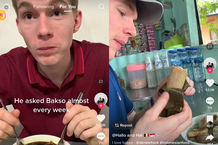 Bule Belgia Ini Kepincut Bakso, Apalagi Dimakan Pakai Lontong