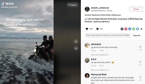 Bule di Bali terjang obak dengan motor