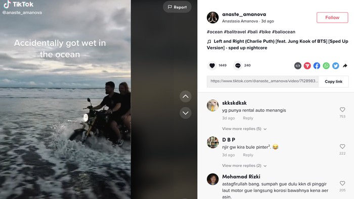 Bule di Bali terjang obak dengan motor