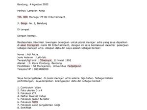 6 Contoh Surat Lamaran Kerja di PT yang Dilirik HRD