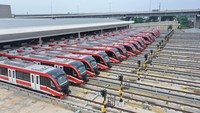 Terdapat 20 jalur pada area stabling untuk melindungi sarana LRT Jabodebek dari cuaca panas, hujan, dan gangguan eksternal lainnya. Foto: Dok. KAI