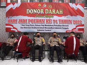 Polres Bojonegoro Kumpulkan 138 Kantong Darah Peringati Hari Polwan