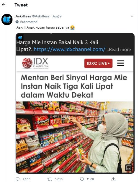 tanggapan anak kost terkait akan naiknya harga mie instan