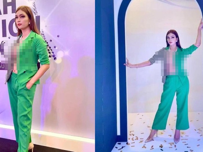 Model pakai blazer tanpa bra di fashion show Malaysia