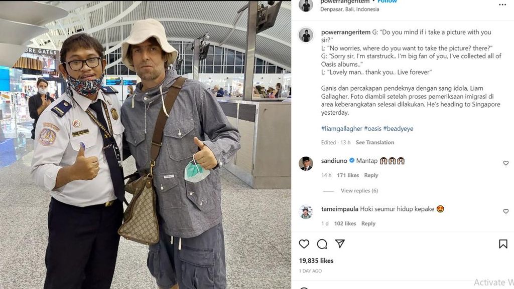 Sandiaga Uno Komentari Foto Liam Gallagher dan Fans di Bali