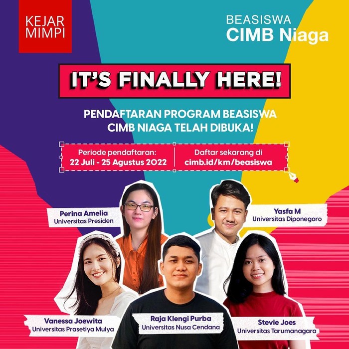 Beasiswa kuliah Bank CIMB Niaga untuk mahasiswa.